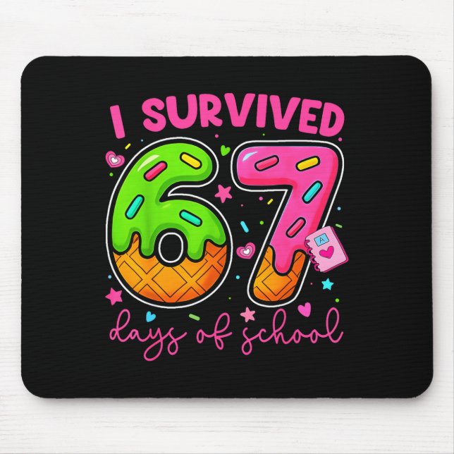 I Survived 67 Days Of School Ice Cream Drip Boy Gi Mouse Mat (Front)