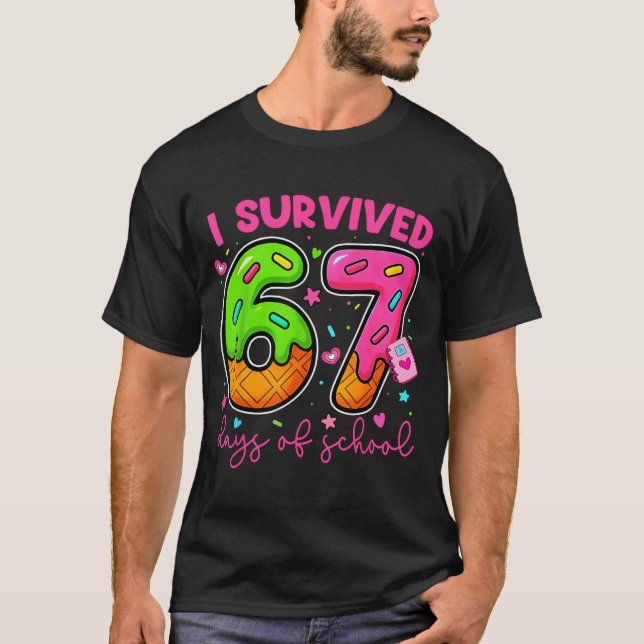 I Survived 67 Days Of School Ice Cream Drip Boy Gi T-Shirt (Front)