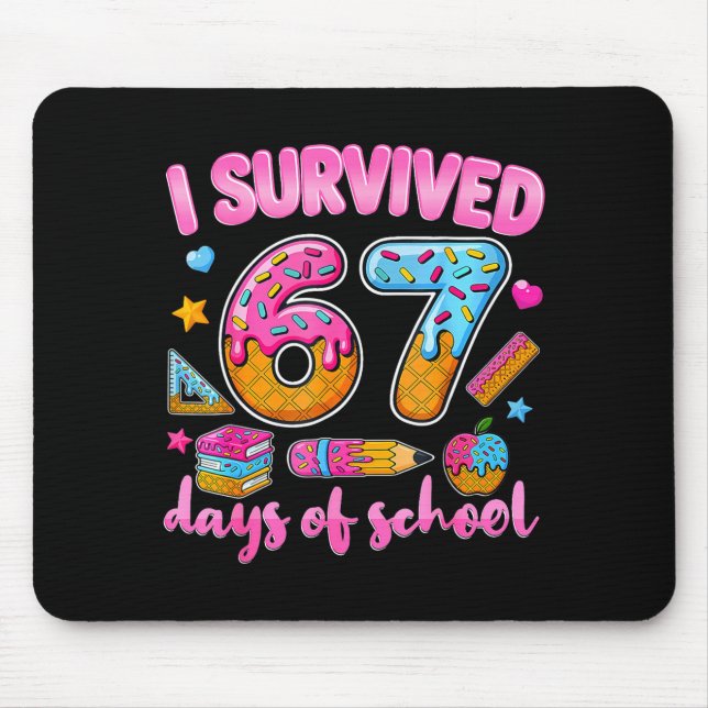I Survived 67 Days Of School Ice Cream Drip Teache Mouse Mat (Front)
