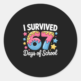 I Survived 67 Days Of School Kids Funny Teacher Hu Classic Round Sticker