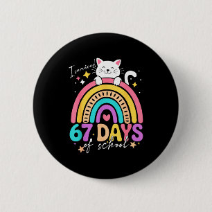 I Survived 67 Days Of School Kids Kitten Cat Cool  6 Cm Round Badge