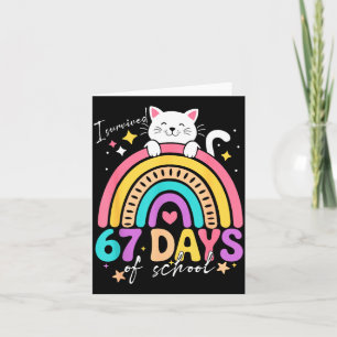 I Survived 67 Days Of School Kids Kitten Cat Cool  Card
