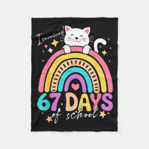 I Survived 67 Days Of School Kids Kitten Cat Cool Fleece Blanket
