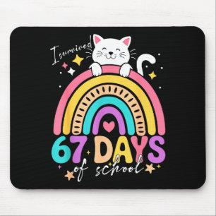 I Survived 67 Days Of School Kids Kitten Cat Cool Mouse Mat