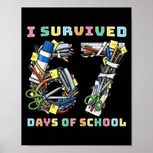I Survived 67 Days Of School Math Teacher Funny Poster