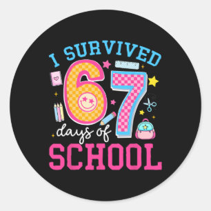 I Survived 67 Days Of School Meme Six Seven Teache Classic Round Sticker