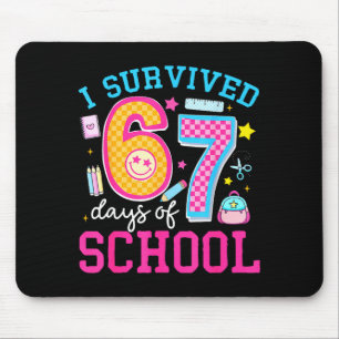 I Survived 67 Days Of School Meme Six Seven Teache Mouse Mat