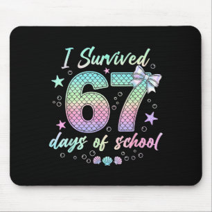 I Survived 67 Days Of School Mermaid Coquette Bow Mouse Mat