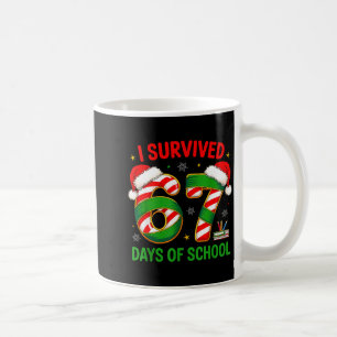 I Survived 67 Days Of School Santa Hat Xmas Teache Coffee Mug