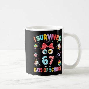 I Survived 67 Days Of School Six Seven Cat Teacher Coffee Mug