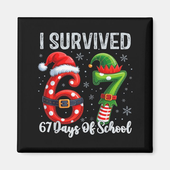 I Survived 67 Days Of School Six Seven Meme Funny  Magnet (Front)