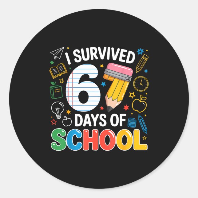 I Survived 67 Days Of School Six Seven Meme Pencil Classic Round Sticker (Front)