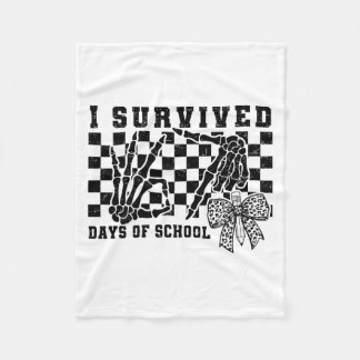 I Survived 67 Days Of School Skeleton Hand Sign Bo Fleece Blanket