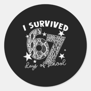 I Survived 67 Days Of School Snake, Alligator Rept Classic Round Sticker