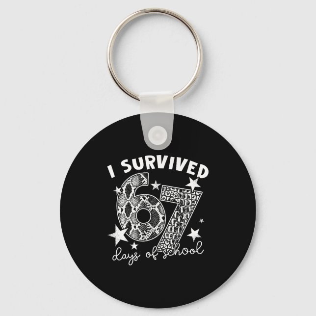 I Survived 67 Days Of School Snake, Alligator Rept Key Ring (Front)