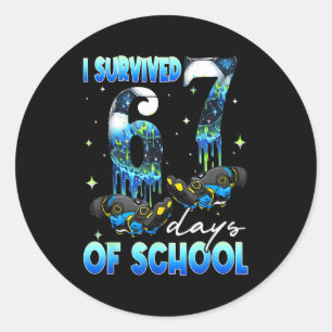 I Survived 67 Days Of School Soccer Boys Kids Six Classic Round Sticker