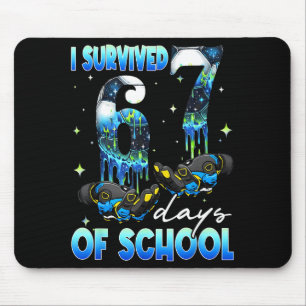 I Survived 67 Days Of School Soccer Boys Kids Six  Mouse Mat
