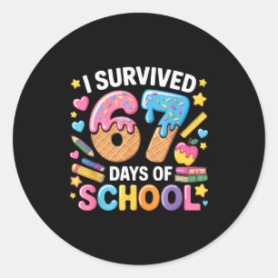 I Survived 67 Days Of School Teacher Student Ice C Classic Round Sticker