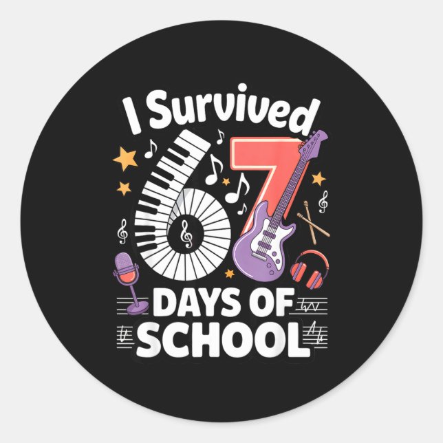 I Survived 67 Days Of School - Teachers Students M Classic Round Sticker (Front)