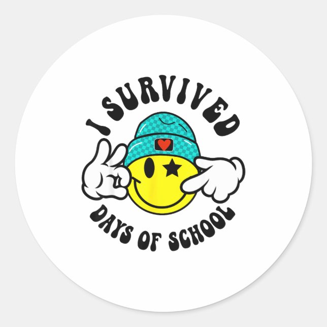 I Survived 67 Days Of School Teachers Students Six Classic Round Sticker (Front)
