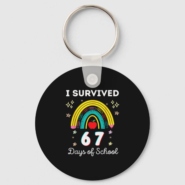 I Survived 67 Days Of School Teachers Students Six Key Ring (Front)