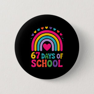 I Survived 67 Days Of School Tie Die Rainbow Lover 6 Cm Round Badge