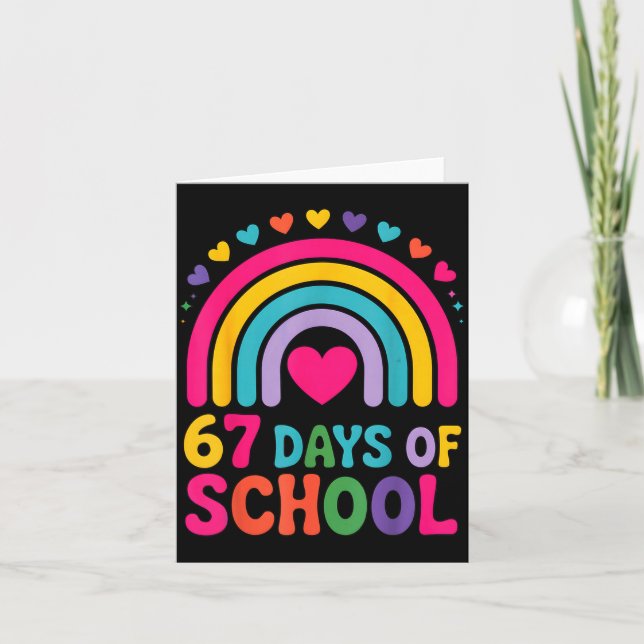 I Survived 67 Days Of School Tie Die Rainbow Lover Card (Front)