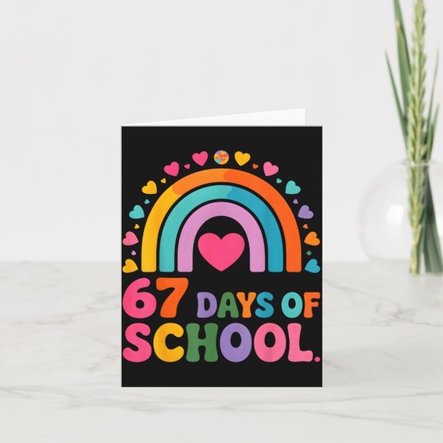 I Survived 67 Days Of School Tie Die Rainbow Lover Card (Front)