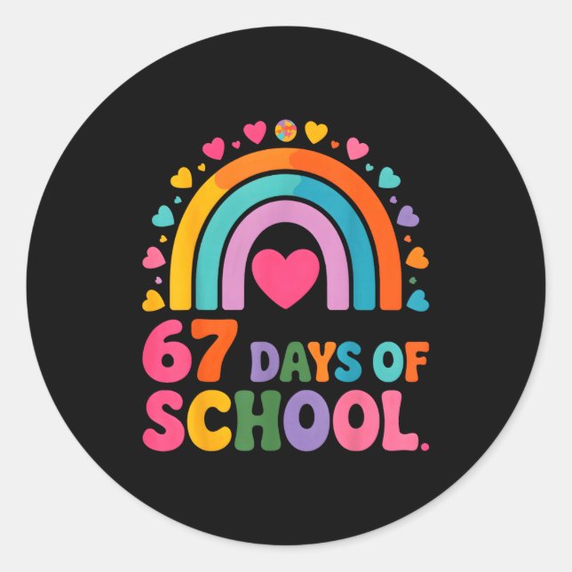 I Survived 67 Days Of School Tie Die Rainbow Lover Classic Round Sticker (Front)