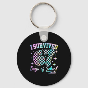 I Survived 67 Days Of School Tie Dye 67th Day Teac Key Ring