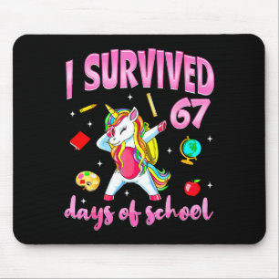 I Survived 67 Days Of School Unicorn Dabbing Teach Mouse Mat
