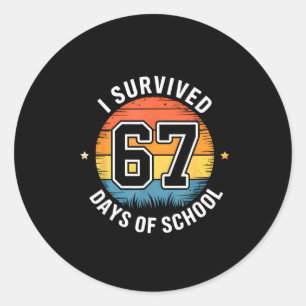 I Survived 67 Days Of School Vintage Teachers Stud Classic Round Sticker