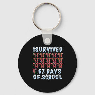 I Survived 67 Days Of School Xmas Candy Cane Tally Key Ring
