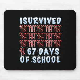 I Survived 67 Days Of School Xmas Candy Cane Tally Mouse Mat