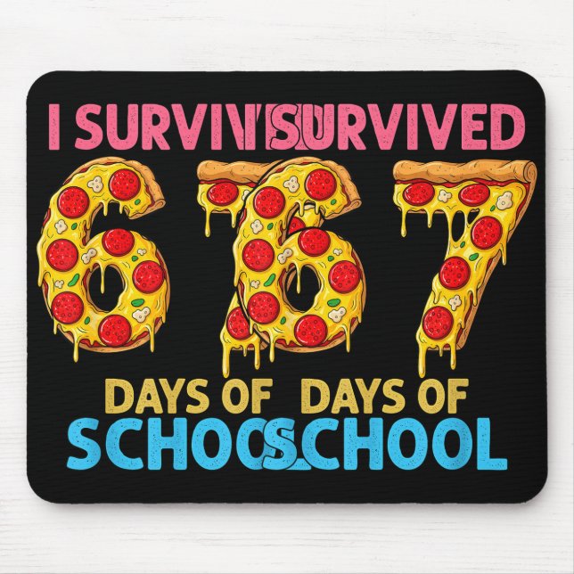 I Survived 67 Days Of School Zza Six Seven Teacher Mouse Mat (Front)