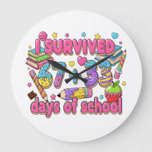 I Survived 67 Plus 33 Days of School Math Kids T-S Large Clock