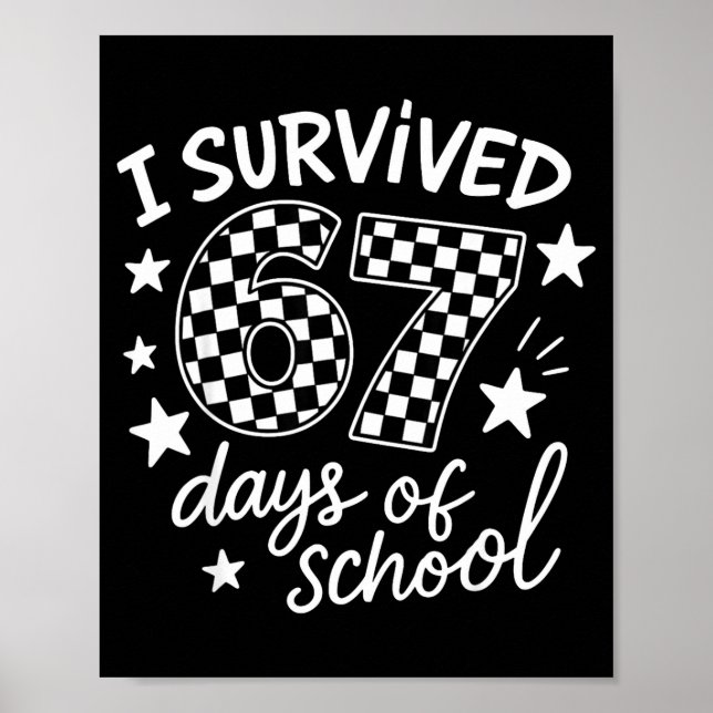I Survived 67 Six Seven Days Of School Checkered B Poster (Front)