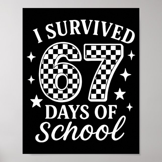 I Survived 67 Six Seven Days Of School Checkered B Poster (Front)