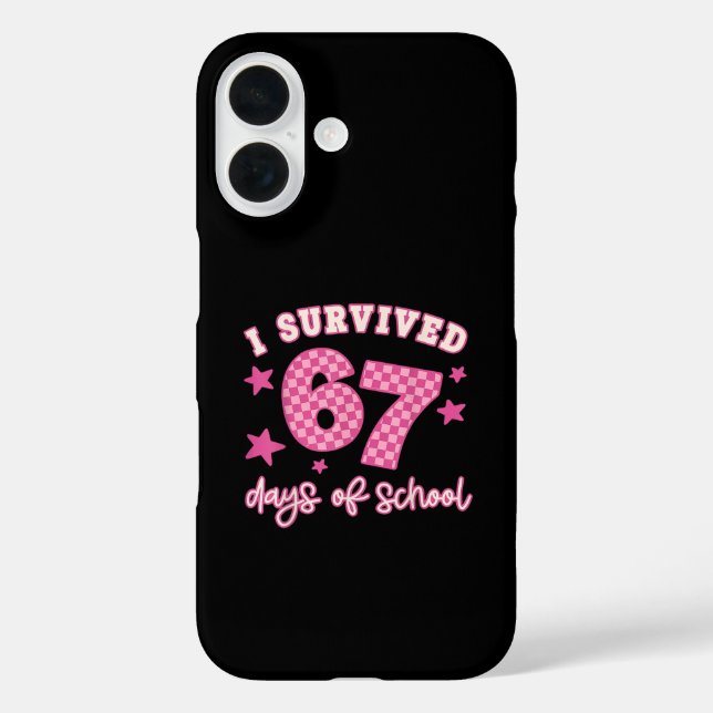 I Survived 67 Six Seven Days of School Checkered  Case-Mate iPhone Case (Back)