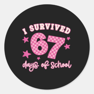I Survived 67 Six Seven Days of School Checkered  Classic Round Sticker