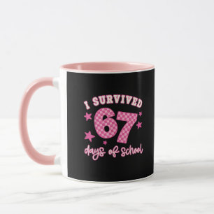 I Survived 67 Six Seven Days of School Checkered Mug