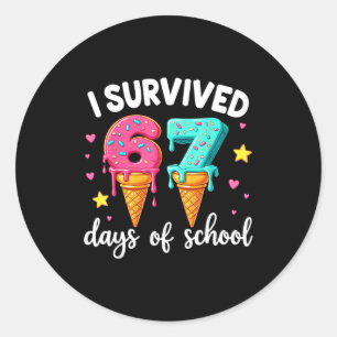 I Survived 67th Days School Drip Ice Cream Funny 6 Classic Round Sticker
