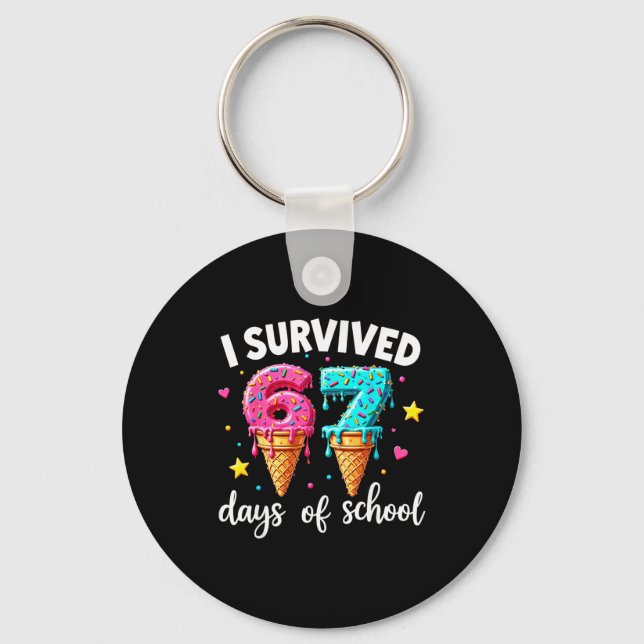 I Survived 67th Days School Drip Ice Cream Funny 6 Key Ring (Front)