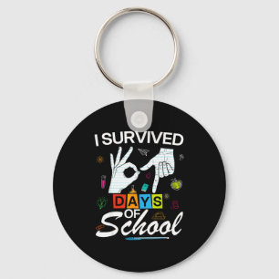 I Survived 6 7 Days Of School With Hands Funny Mem Key Ring