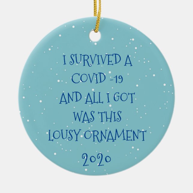 I Survived a Covid Cornoavirus 2020 Ceramic Tree Decoration (Front)