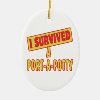I SURVIVED A PORTA-A-POTTY CERAMIC TREE DECORATION