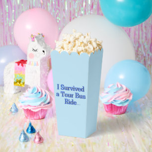 I Survived a Tour Bus Ride blue popcorn boxes