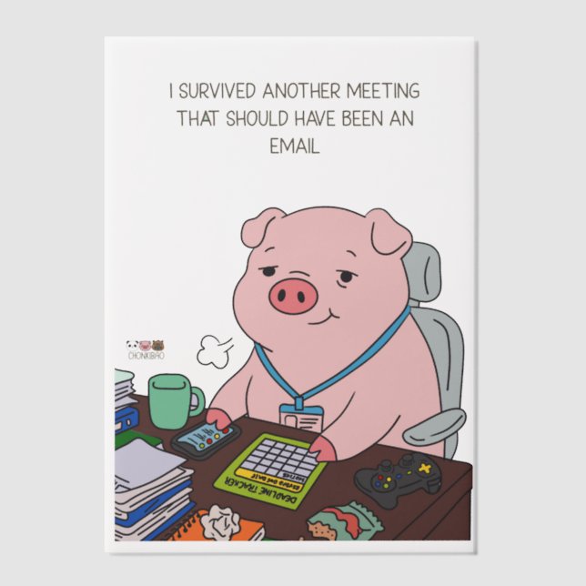 I Survived Another Meeting Vellum Invitations (Front)