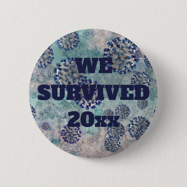 I Survived Blue Abstract Virus 6 Cm Round Badge (Front)