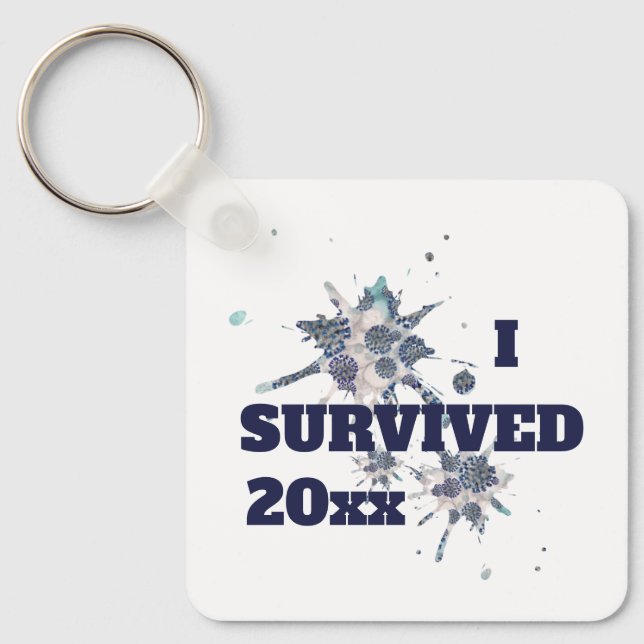 I Survived Blue Abstract Virus Key Ring (Front)